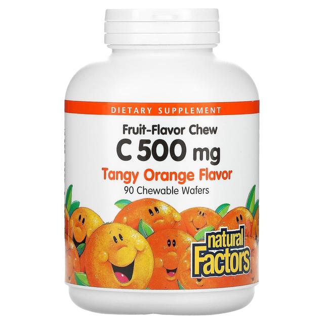 Natural Factors, Fruit-Flavor Chew Vitamin C, Tangy Orange, 500 mg, 90 Chewable Wafers on Productcaster.