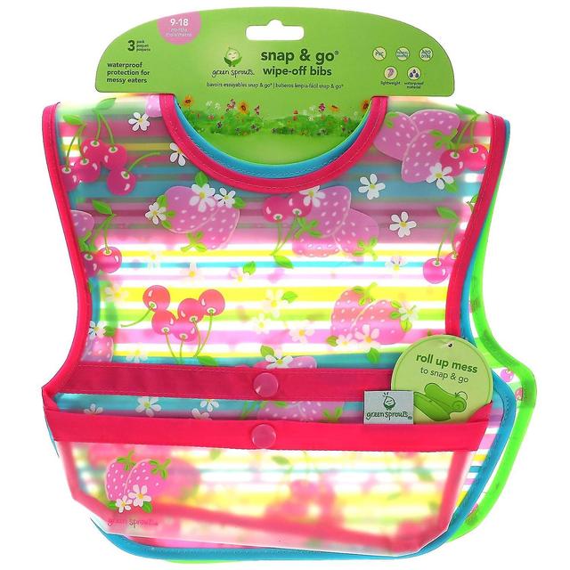 Green Sprouts, Snap & Go Wipe Off Bibs, 9-18 mesi, confezione da 3 on Productcaster.