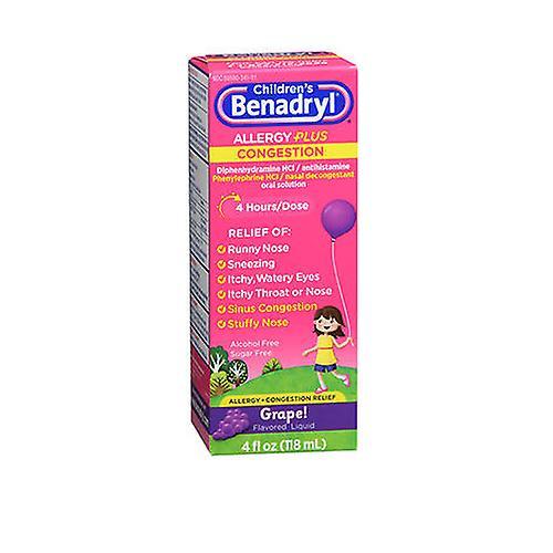 J & J Sales Logistics Co Benadryl-D Childrens Allergy And Sinus Liquid, Grape 4 oz (Pack of 1) on Productcaster.