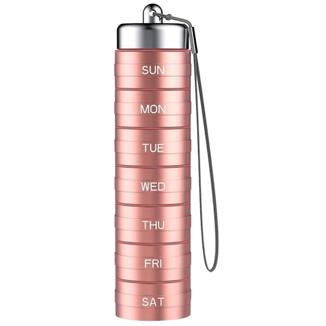 unbrand Pills Organiser 7 Day Stackable Waterproof Pills Box Alloy Pills Case Container Rose gold on Productcaster.