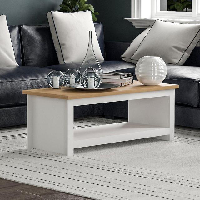 Arlington Coffee Table With Shelf Shaker Style, White & Oak on Productcaster.