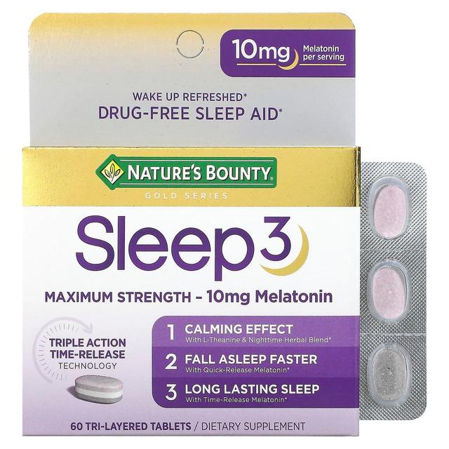 Natures Bounty Nature's Bounty, Sleep 3, Maximum Strength, Drug Free Sleep Aid, 60 trójwarstwowych tabletek on Productcaster.