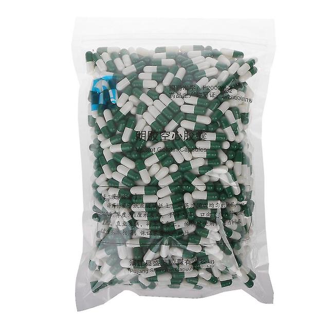 1000pcs Green And White Empty Hard Gelatin Capsule Size 0# Medicine For Pill Cap on Productcaster.