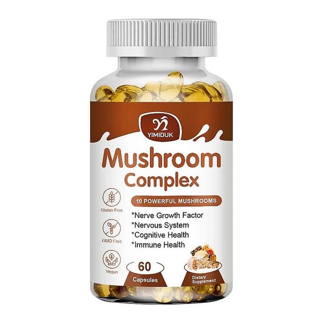 Eccpp 10 Mushroom Complex Capsules Coffee Substitute Energy & Immune Relieving Anxiety Support Mental Clarity & Focus 1 Bottles 120 pcs on Productcaster.