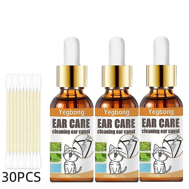 3x Pet Ear Cleaner Drops Para Infecções Controle Levedura & Ácaros Cera Ear Ácaros on Productcaster.