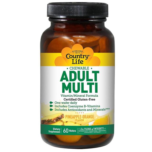 Country Life, Chewable Adult Multi, Ananas-Orange, 60 Wafers on Productcaster.