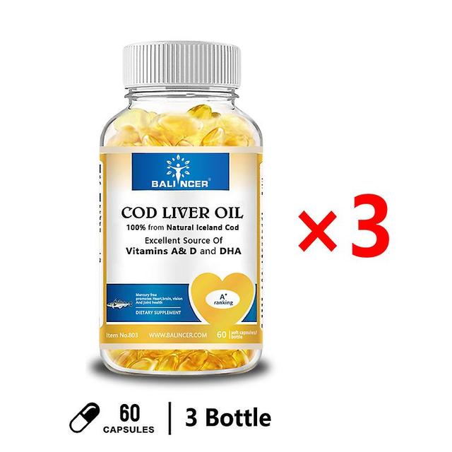 Vorallme Pure Cod Liver Oil With Vitamins A, D, And Dha Supports Clear Vision, Healthy Bones, And Intellectual Development 1-10bottle 60pcs-3 bottle on Productcaster.