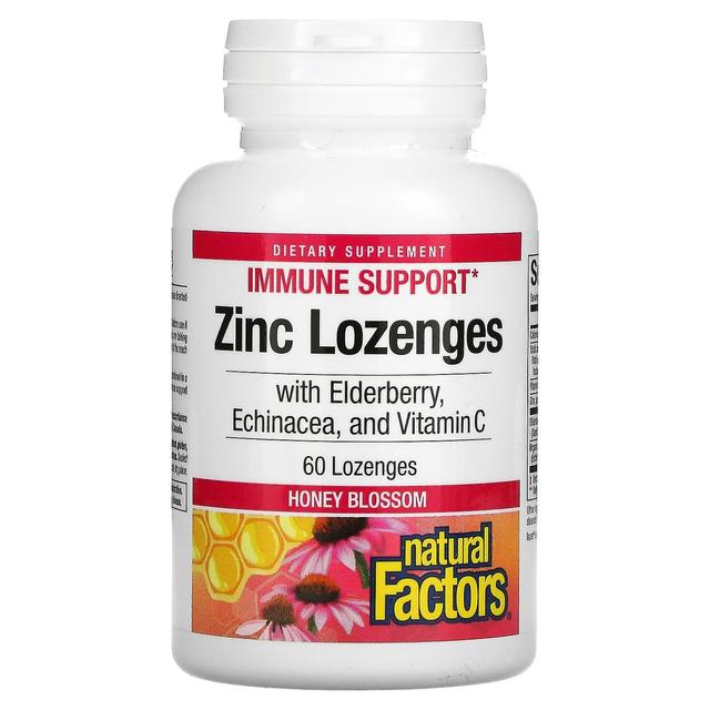 Natural Factors, Zinc Lonzenges, With Elderberry, Echinacea & Vitamin C, Honey Blossom, 60 Lozenges on Productcaster.