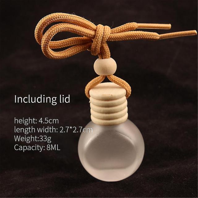 1pc Car 8ml Hanging Empty Glass Perfume Bottles Pendant Car Ornament Auto Kuolu Shop flat round matte Cap Lace Rope on Productcaster.