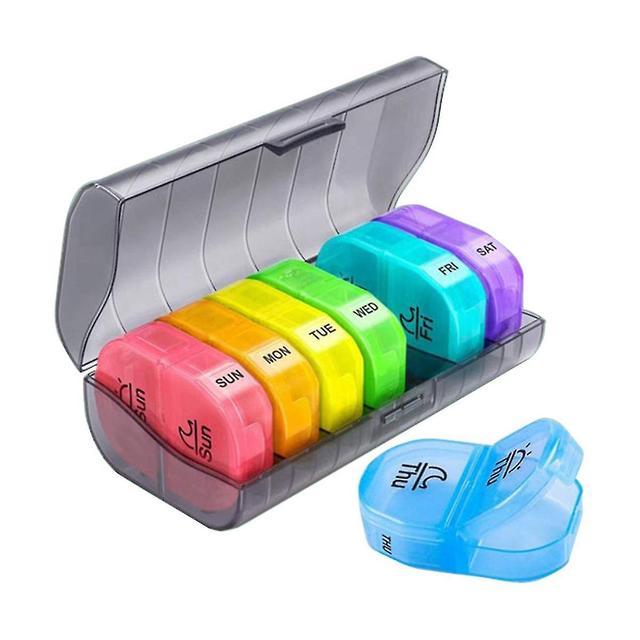 Weekly 2 7 Day AM PM Pill Box with Free Pill Case for Vitamins, Fish Oils, Supplements on Productcaster.