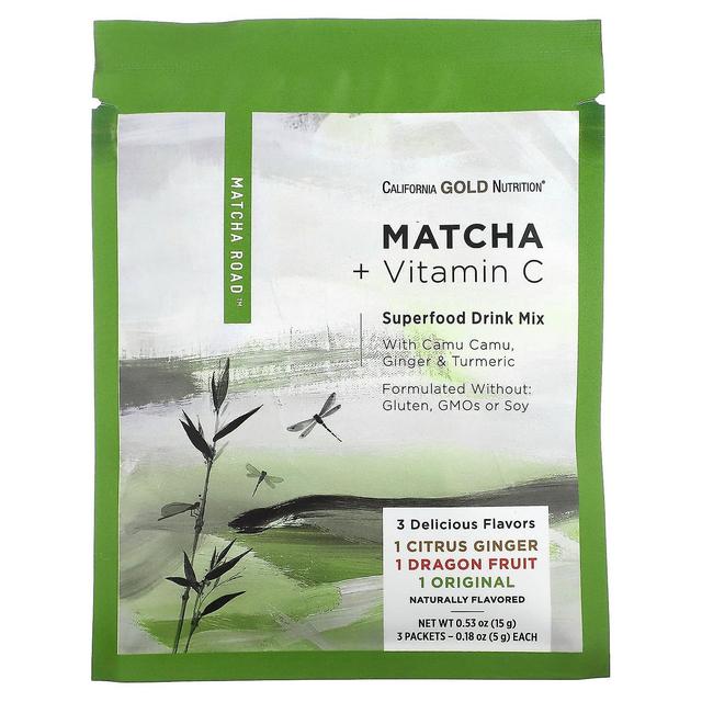 California Gold Nutrition, MATCHA ROAD, Matcha + Vitamine C - Proefpakket, 3 tellen on Productcaster.