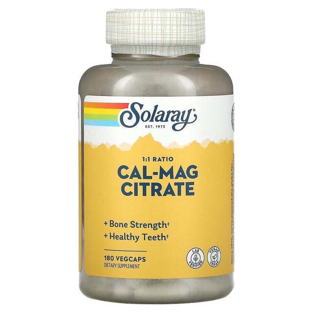 Solaray, Cal-Mag Citrate, 1:1 Ratio, 180 VegCaps on Productcaster.