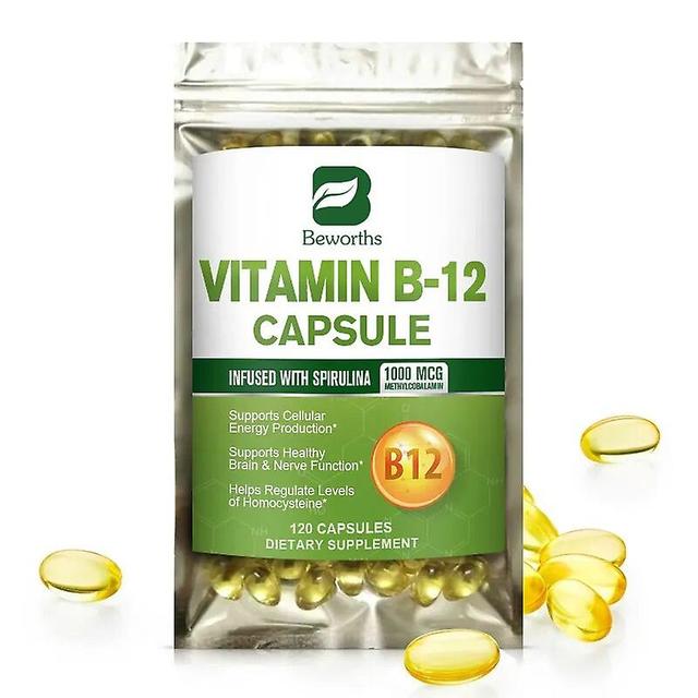 Eccpp 120pcs Vitamin B12 Capsules Support Energy Metabolism&nervous System Health Anti Anxiety High Strength Neuro Vitmains Supplement 120 capsules on Productcaster.