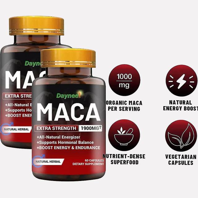 1 Bottle Black Maca Capsules | Supplement Peruvian Grown Maca Pills Energy Booster 2PCS on Productcaster.