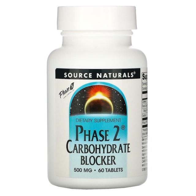 Source Naturals Kilde Naturals, Fase 2 Kulhydrat Blokker, 500 mg, 60 tabletter on Productcaster.