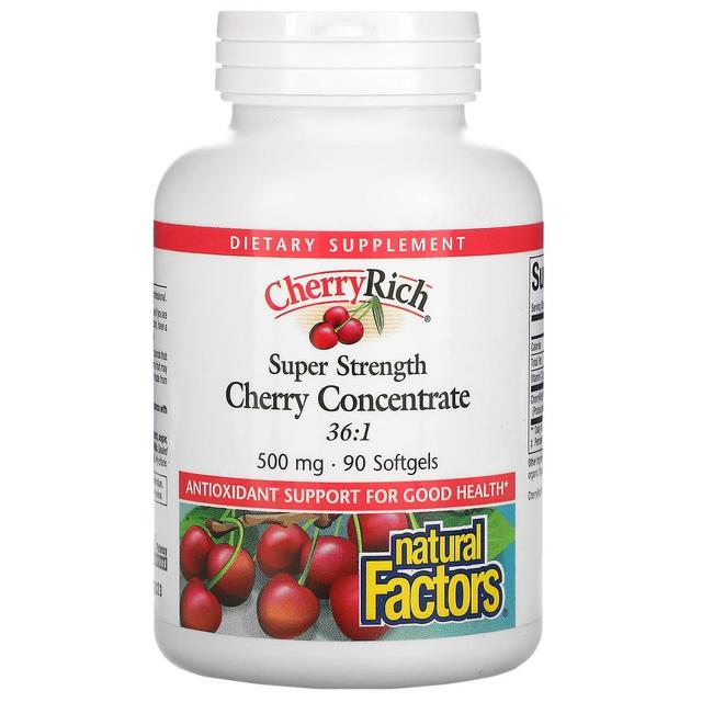 Natural Factors, Cherry Concentrate, Super Strength, 500 mg, 90 Softgels on Productcaster.