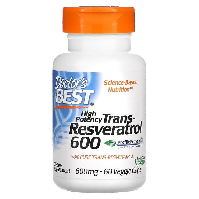 Doctor's Best, Alta Potência Trans-Resveratrol 600, 600 mg, 60 Veggie Caps on Productcaster.