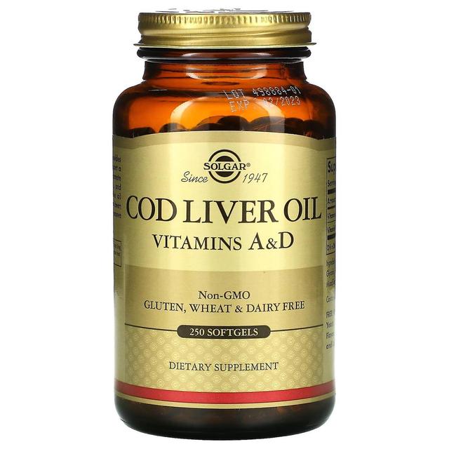 Solgar, Olio di fegato di merluzzo, Vitamine A & D, 250 Softgels on Productcaster.