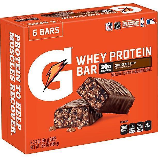 Barras de proteína de soro de gatorade, chip de chocolate, 20g de proteína, 6 ct on Productcaster.