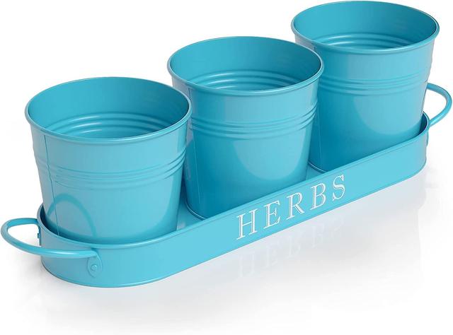 Hgbd-barnyard Designs Farmhouse Herb Garden Planter Indoor Planter Set With Tray Or Outdoor Apartment Window Planter Box, Windowsill Planter Box, Indo on Productcaster.