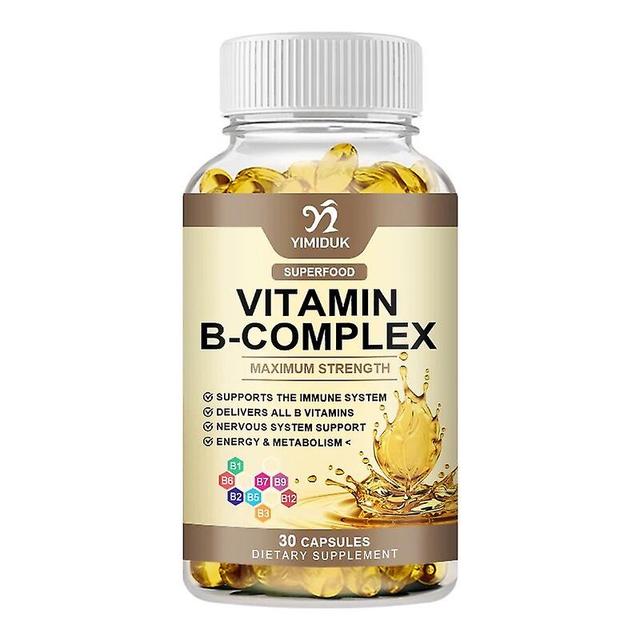 Visgaler Organic Vitamin B Complex Capsule (b12 B1 B2 B3 B5 B6 B7 B9 Folic Acid & Biotin) Relieve Stress Supports Better Mood 30pcs on Productcaster.