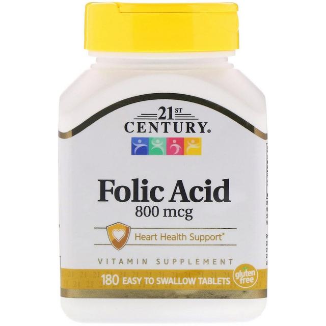 21st Century, Folic Acid, 800 mcg, 180 Easy to Swallow Tablets on Productcaster.