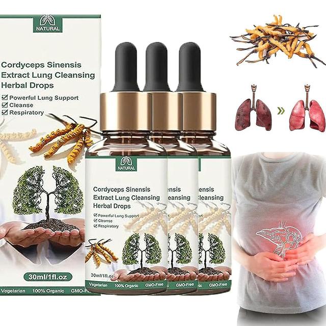 Cordyceps Sinensis Extract, Lung Clearing Drops, Clean & Breathe, Natural Lung Cleanse, Promotes Self-cleaning Of The Lungs 3pcs on Productcaster.