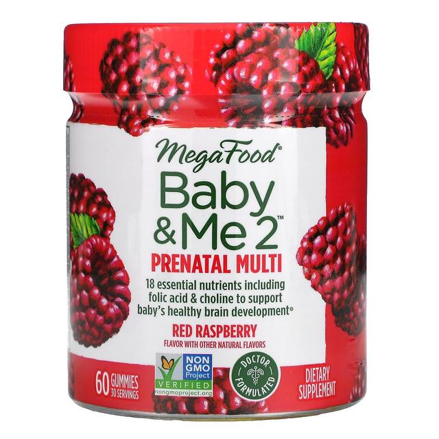 MegaFood, Baby & Me 2, Multivitamínico Pré-Natal, Framboesa Vermelha, 60 Gummies on Productcaster.