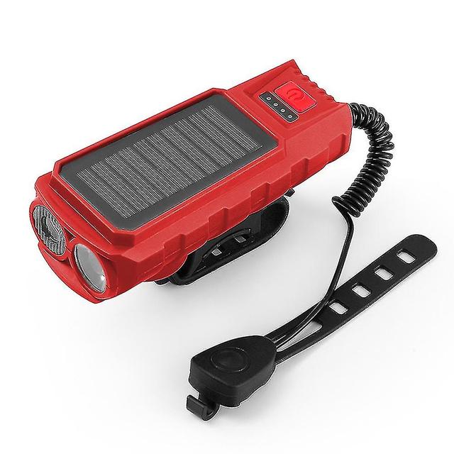 Szmtcv Solar Bike Alarm Flashlight Usb Charging Waterproof Bike Horns Lamp For Night Riding Double Lamp Red on Productcaster.