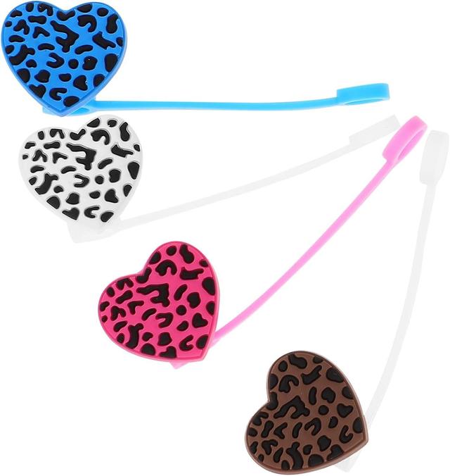 4pcs Cute Heart-Shaped Silica Gel Straw Decorations on Productcaster.