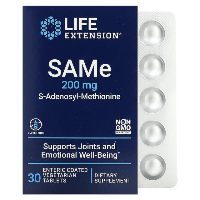 Life Extension Elämän pidentäminen, SAMe S-adenosyylimetioniini, 200 mg, 30 enteropäällysteistä kasvistablettia on Productcaster.