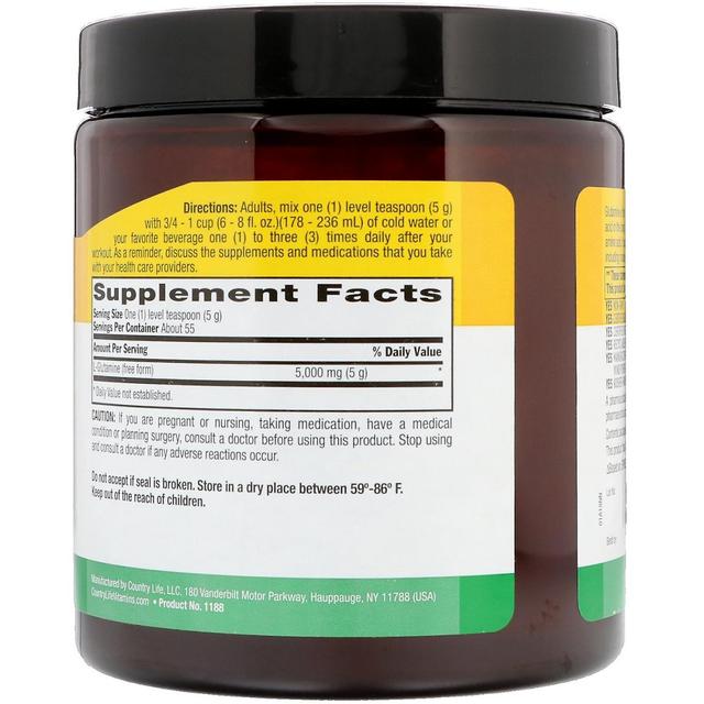 Country Life, Glutamine Pure Powder, 5.000 mg, 9,7 oz (275 g) on Productcaster.