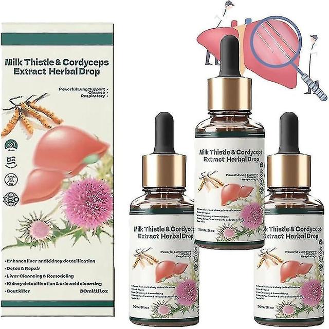 Tanyun 1-3pcs Milk Thistle & Cordyceps Sinensis Drops Supplements, Powerful Liver Support,detox on Productcaster.