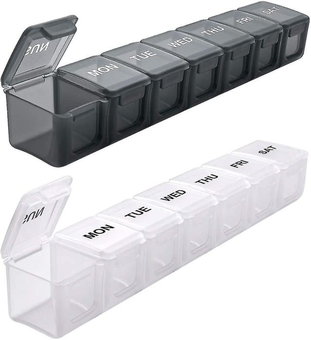 Extra Large Weekly Pill Organizer 2 Pcs, Pill Cases For Pills/vitamin/fish Oil/supplements (black And White) on Productcaster.