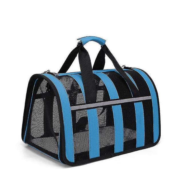 Skbcv Pet bæreveske For Travel Bærbar pustende Pet Carrier med reflekterende stripe Himmelblå Size L on Productcaster.