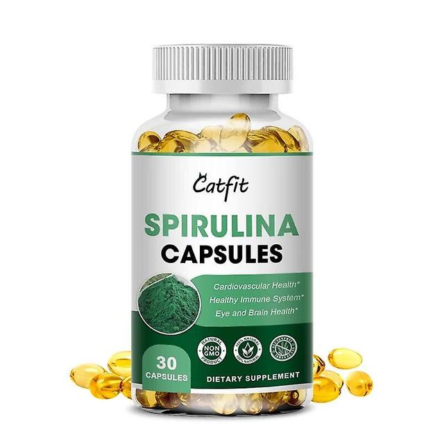 Hikig Natural 2000mg Spirulina &Chlorophyll Capsules Cardiovascular Health Eye &Brain Health Vitamin B12 K1 Vascular 30pcs on Productcaster.