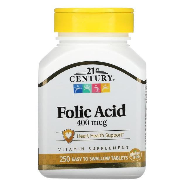 21st Century, Folic Acid, 400 mcg, 250 Easy to Swallow Tablets on Productcaster.