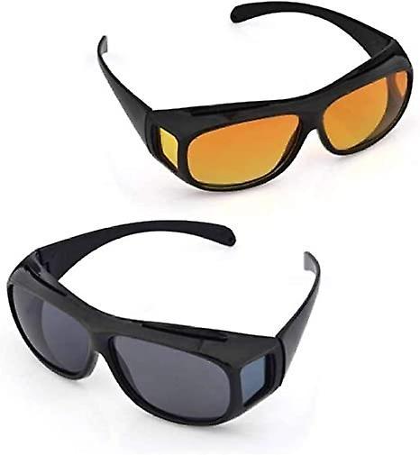 Dewenwils Dww-Pack de 2, noir/jaune Lunettes de vision nocturne pour automobilistes, pour porteurs de lunettes, verres polarisants teints on Productcaster.