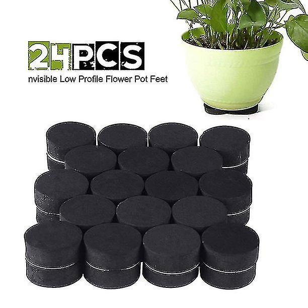 24 Pcs Invisible Pot Feet Black Garden Flower Pot Risers For Indoor And Outdoor Plant And Flower Pots on Productcaster.