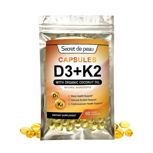 Jinzhaolai Secret De Peau Vitamin D3 K2 Capsules Daily Supplement Supports Healthy Immune System Heart And Strong Bones Vegetarian Capsules 60PCS on Productcaster.