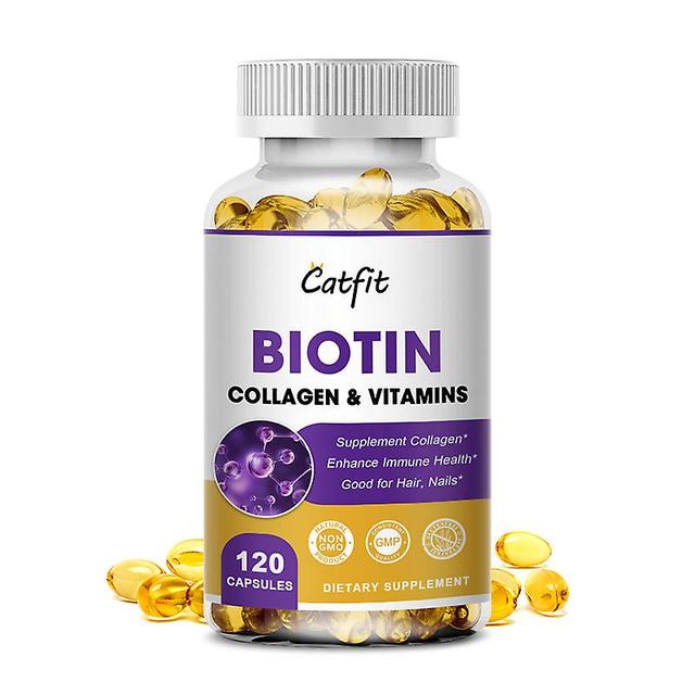 Visgaler Biotin Collagen Capsules For Hair Growth Multivitamin Diet Supplement Prevent Hair Loss Nails Skin Health For Women&men 120 pcs on Productcaster.