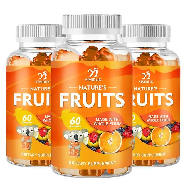 Eccpp Natural Fruit And Veggie Supplement Gummies Vitamins & Minerals 100% Boost Energy Immunity And Gut Health Fruit 3 Bottles on Productcaster.