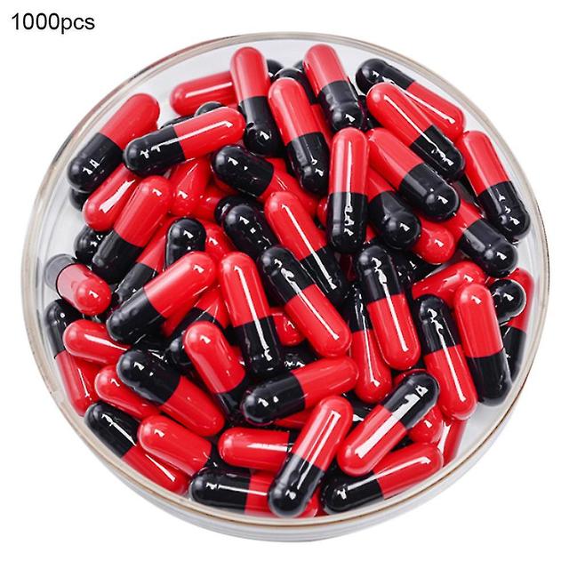 1000pcs Transparent Hollow Gelatin Empty Separated Medical Powder Capsule Shells fe Black Red on Productcaster.