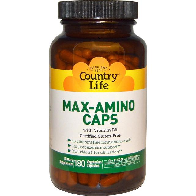 Country Life, Max-Amino Caps with Vitamin B-6, 180 Vegetarian Capsules on Productcaster.