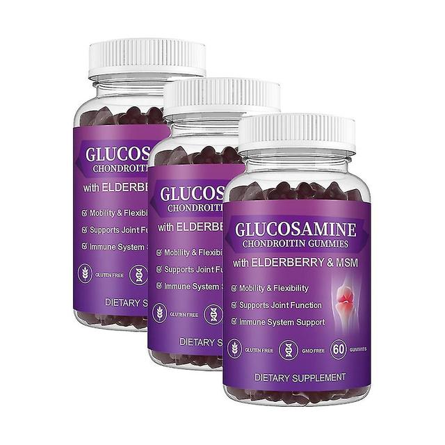 Glucosamine Chondroitin Gummies, Extra Strength Joint Support Gummies With Msm & Elderberry For Natu 3 pcs on Productcaster.