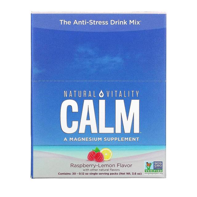 Natural Vitality, CALM, A mistura de bebidas anti-stress, framboesa-limão, 30 pacotes de dose única, 0,12 oz on Productcaster.