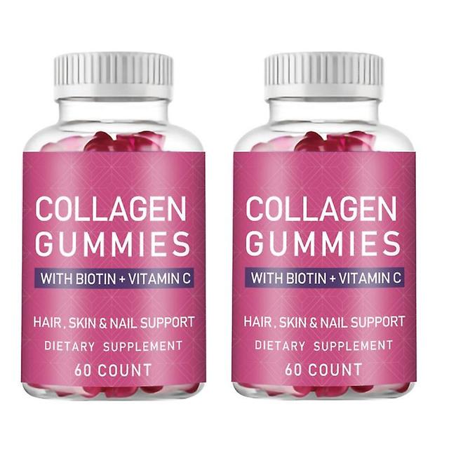 2x 60 Kollagen Biotin Gummies C-vitamin supplement til hud, hår sundhed anti-aging on Productcaster.