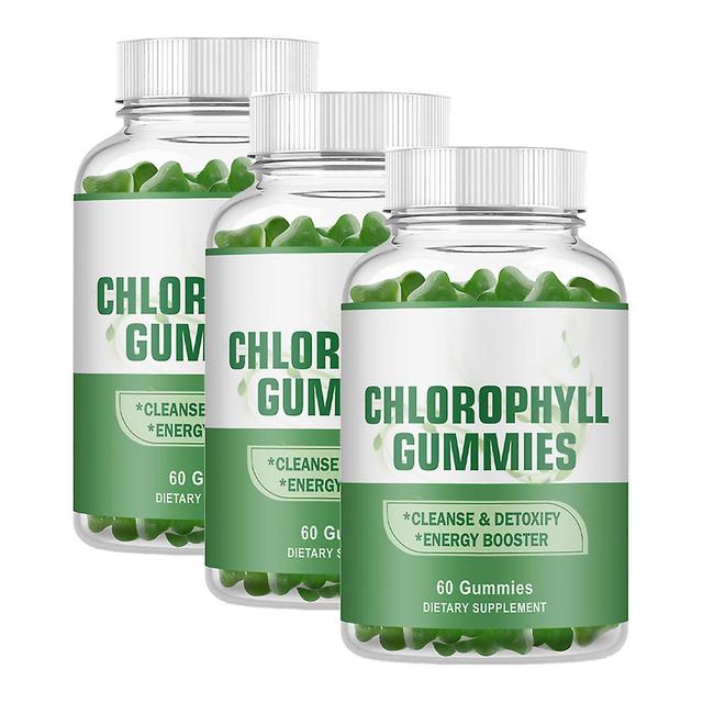 3 Pack Natural Chlorophyll Gummies Herbal Blend For Energy Immune Support & Skin Health Herbal Supplement - Internal Deodorant, Detox & Cleanse Gummie on Productcaster.