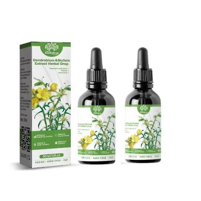 Baron 2 Pcs Herbal Lung Health Essence Dendrobium Mullein Extract Powerful Lung Cleanse 30ml on Productcaster.