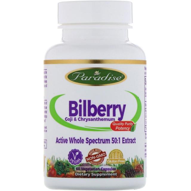 Paradise Herbs, Bilberry, GoJi & Chrysanthemum, 60 Vegetarian Capsules on Productcaster.